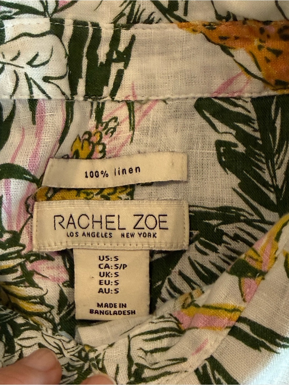 Rachel Zoe 100% Linen Tropical Jungle Animal Print Button Down Shirt S - Picture 6 of 9